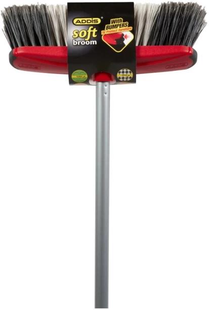 Addis Broom Soft Wet Steel Handle Plastic Broom Red
