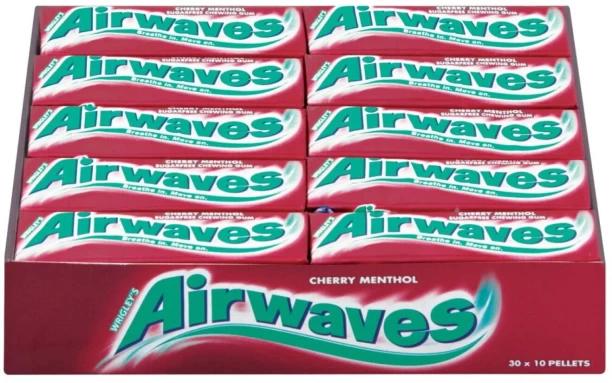Airwaves SugarFree Cherry Menthol Chewing Gum 30 x 10 piece (30x10 )