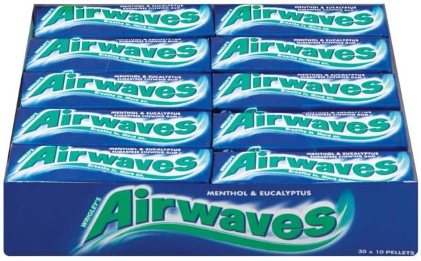 Airwaves SugarFree Menthol and Eucalyptus Flavoured Chewing Gum 30 x 10 piece (30x10 )