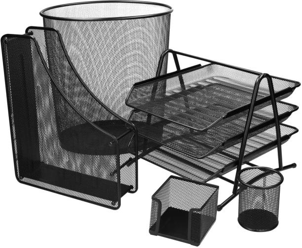 Aro 7 Compartments Metal Mesh Filing Folders & Accessories Black