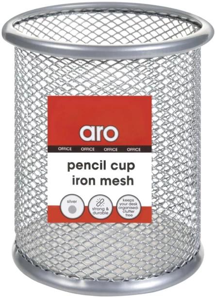 Aro 1 Compartments Mesh Holder Desk Organiser Silver