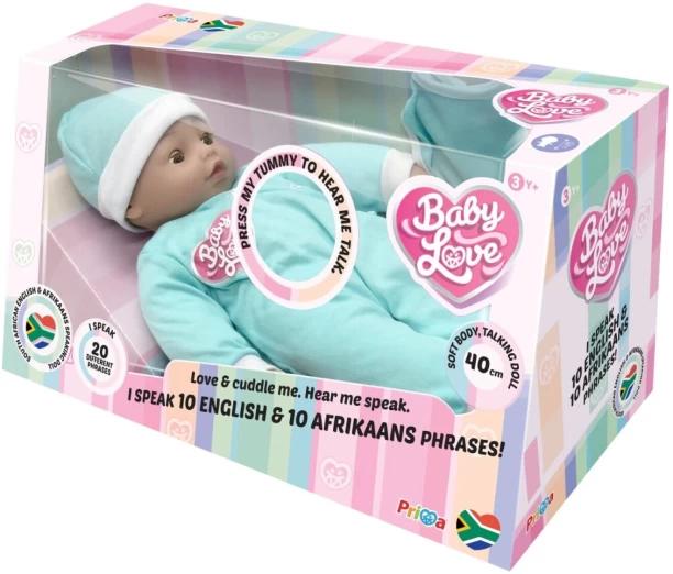 Baby Love 20 Afrikaans & English Phrase Doll for 3 Year old Blue, Pink