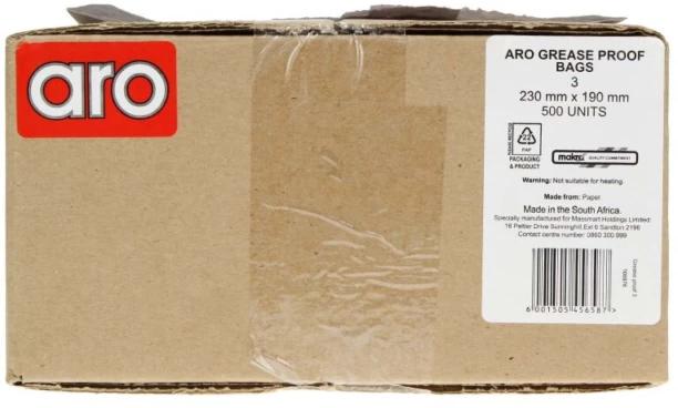 Aro Greese Proof Bags 3'S Envelopes Pack of 1 Grey