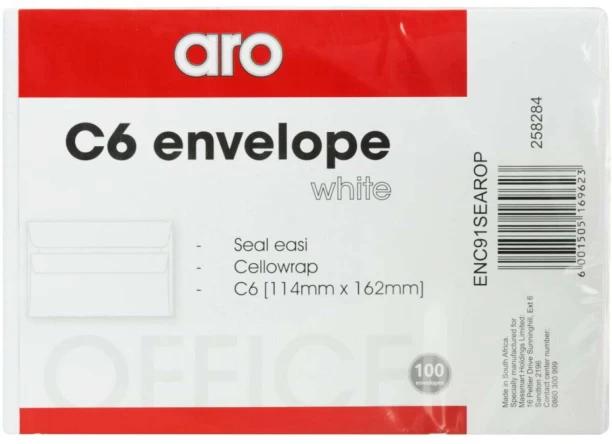 Aro C6 Seal Easi Envelopes Pack of 1 White