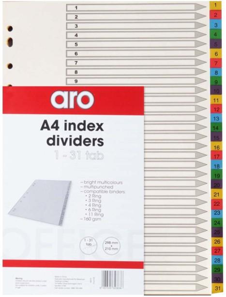 Aro Polypropylene File Divider Set of 1, Multicolour