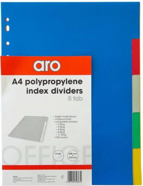 Aro Polypropylene Index Dividers Set of 1, Multicolour