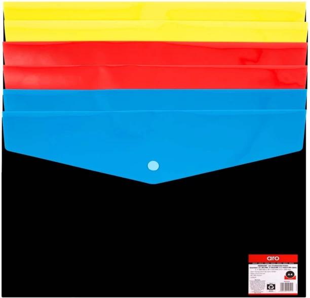 Aro Plastic Envelope File Folder Set of 6, Multicolour