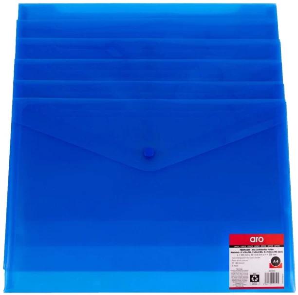 Aro Plastic Envelope File Folder Set of 6, Blue