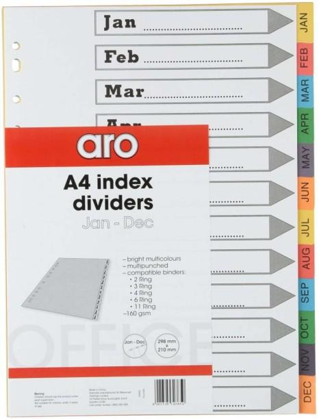 Aro Polypropylene File Divider Set of 1, Multicolour