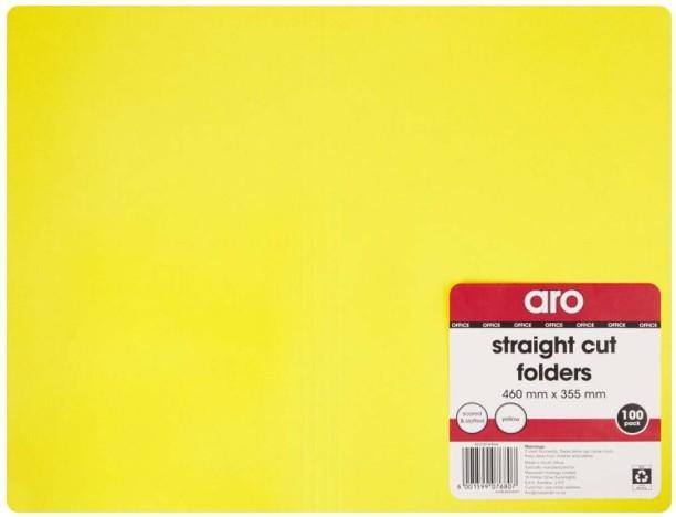 Aro Polypropylene Cut Folder Set of 1, Yellow