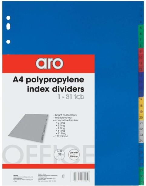 Aro Polypropylene File Divider Set of 1, Multicolour