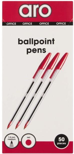 Aro Office Ball Pen Pack of 50, Red