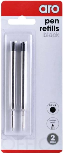 Aro Roller Ball Pen Refill Pack of 2, Black