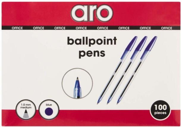 Aro Office Ball Pen Pack of 100, Blue