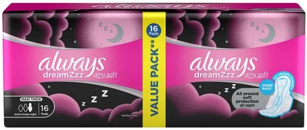 Always Dreamzzz Airy Soft Maxi Thick XLsize Sanitary Pad Pack of 16