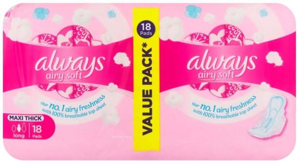 Always Airy Soft Maxisize Sanitary Pad Pack of 18