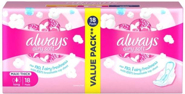 Always Pads Soft Long Lsize Sanitary Pad Pack of 18