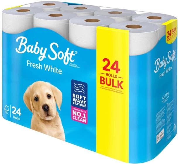 Baby Soft 2 Ply Toilet Paper Roll Pack of 1 x 24 Rolls