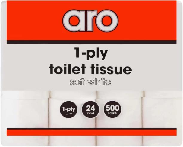 Aro 1 Ply Toilet Paper Roll Pack of 1 x 24 Rolls